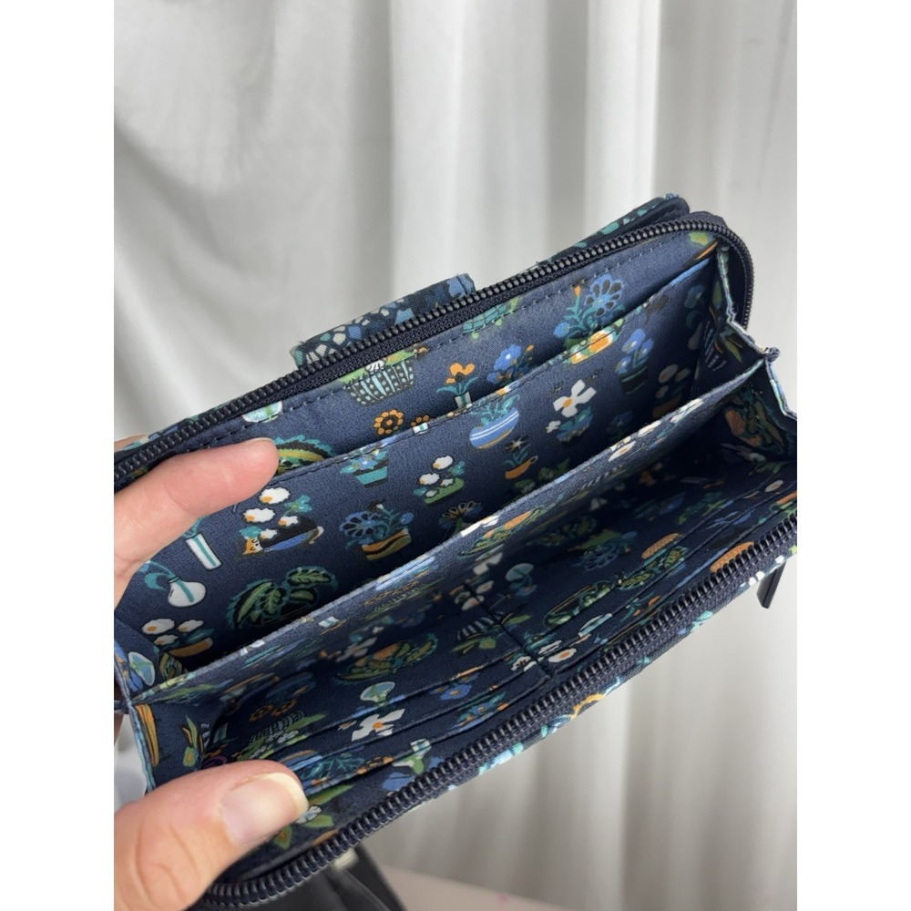 Vera Bradley Floral Zip Around Wallet in Navy Teal Green - Picture 5 of 9